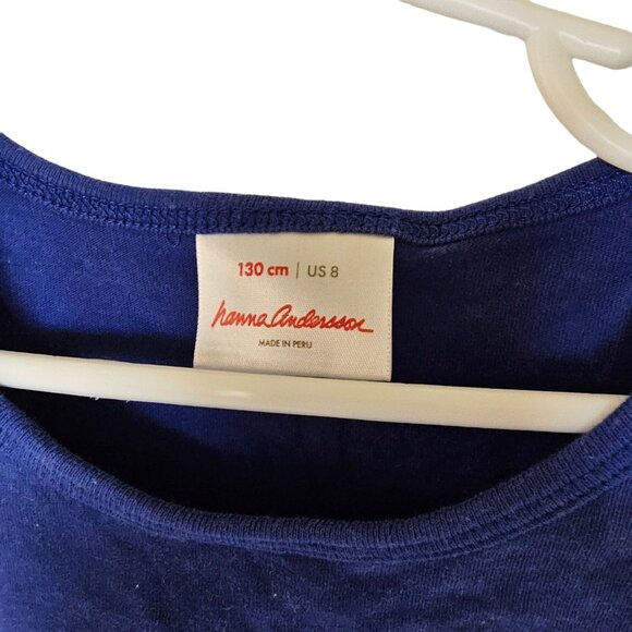 Hanna Anderson Tank Top Blue Applique Cat Watermelon Girls Size 8 Years 130 - Picture 4 of 6